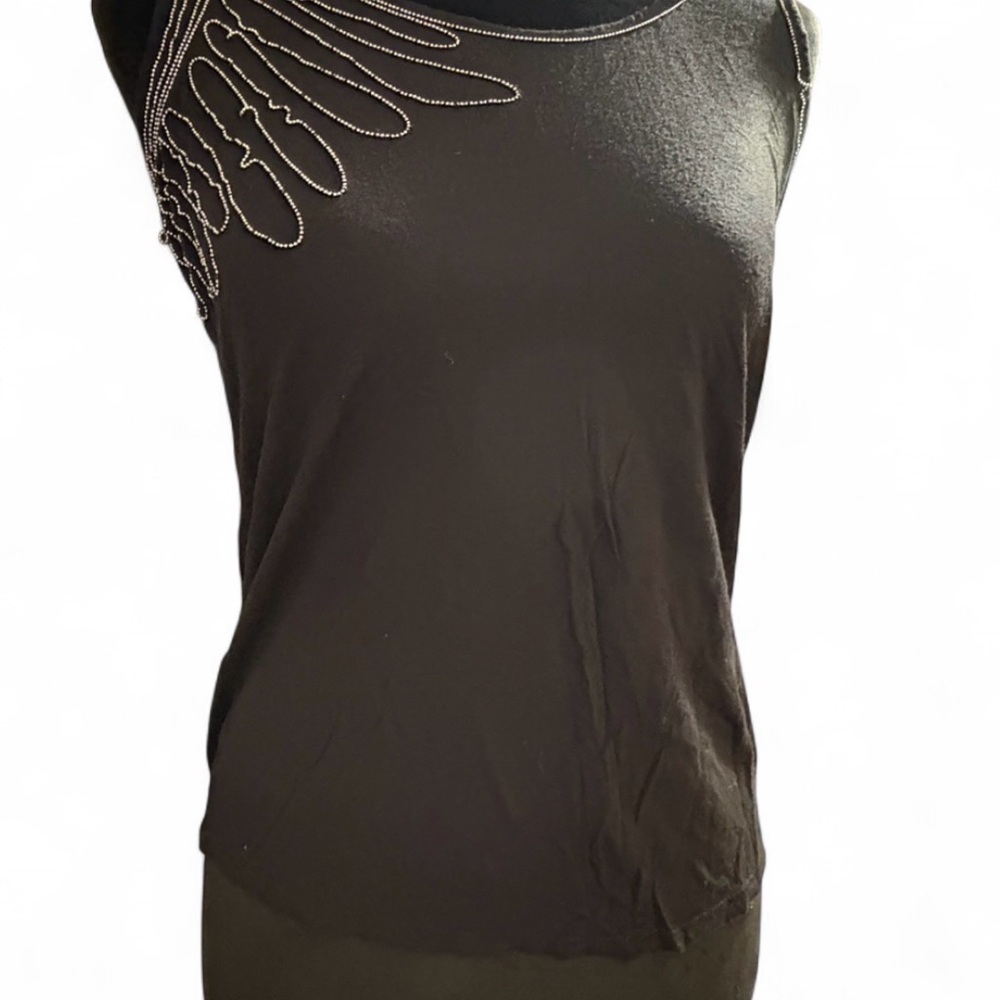 Kenar Sleeveless Black Beaded Detail Women's Tank Top